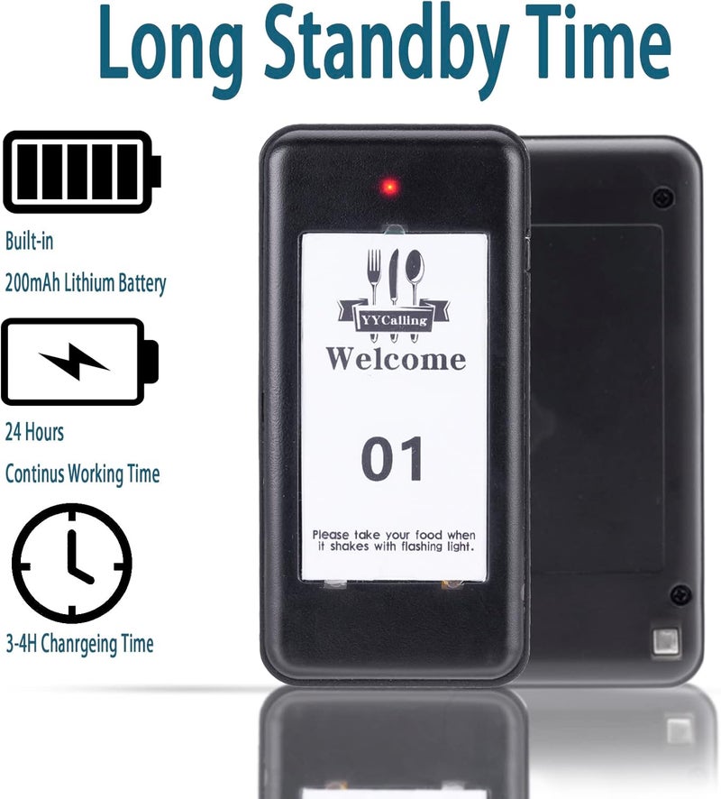 YYCALLING Store Restaurant Pager,Pagers for Restaurants 10 Guest Pagers,Buzzers Social Distancing, 98 Chanels with Vibration, Flashing and Buzzer for Food Truck, Restaurant, Food Court - Image 5